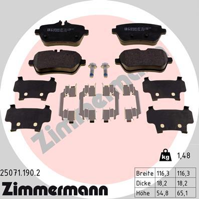 Zimmermann 25071.190.2 - Тормозные колодки, дисковые, комплект autodif.ru