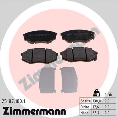 Zimmermann 25187.180.1 - Тормозные колодки, дисковые, комплект autodif.ru