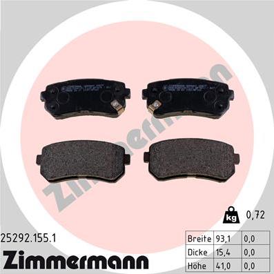 Zimmermann 25292.155.1 - Тормозные колодки, дисковые, комплект autodif.ru