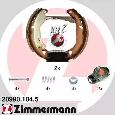 Zimmermann 20990.104.5 - Комплект тормозных колодок, барабанные autodif.ru