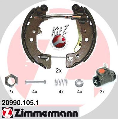 Zimmermann 20990.105.1 - Комплект тормозных колодок, барабанные autodif.ru