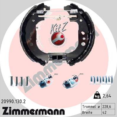 Zimmermann 20990.130.2 - Комплект тормозных колодок, барабанные autodif.ru