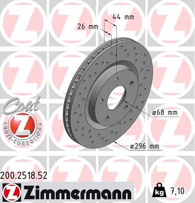 Zimmermann 200.2518.52 - Тормозной диск autodif.ru
