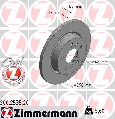 Zimmermann 200.2535.20 - Тормозной диск autodif.ru