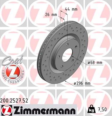 Zimmermann 200.2527.52 - Тормозной диск autodif.ru