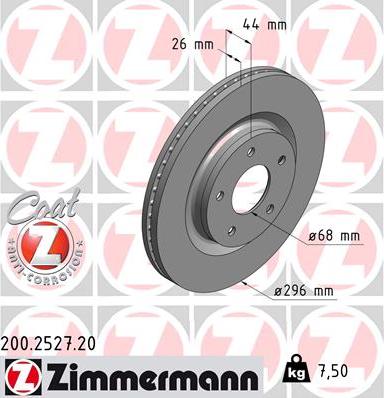 Zimmermann 200.2527.20 - Тормозной диск autodif.ru