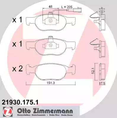Zimmermann 21930.175.1 - Тормозные колодки, дисковые, комплект autodif.ru