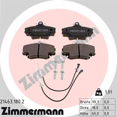 Zimmermann 21463.180.2 - Тормозные колодки, дисковые, комплект autodif.ru