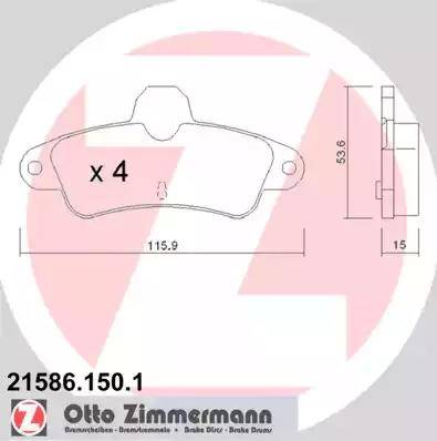 Zimmermann 21586.150.1 - Тормозные колодки, дисковые, комплект autodif.ru
