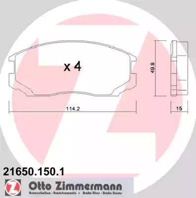 Zimmermann 21650.150.1 - Тормозные колодки, дисковые, комплект autodif.ru