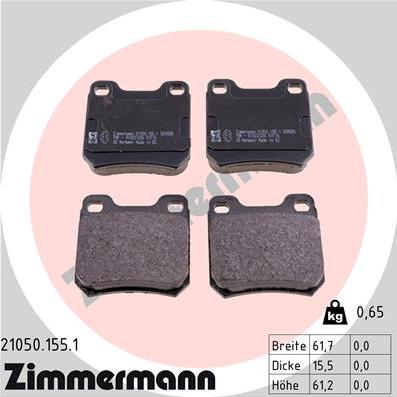 Zimmermann 21050.155.1 - Тормозные колодки, дисковые, комплект autodif.ru