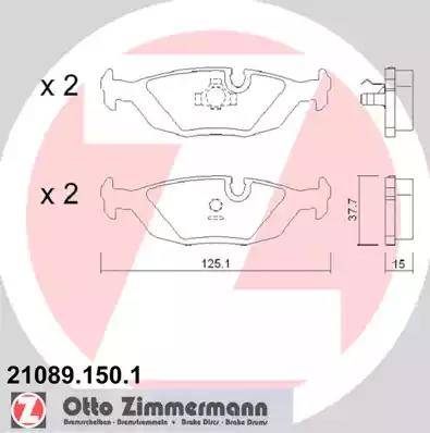 Zimmermann 21089.150.1 - Тормозные колодки, дисковые, комплект autodif.ru
