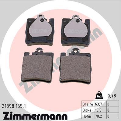 Zimmermann 21898.155.1 - Тормозные колодки, дисковые, комплект autodif.ru