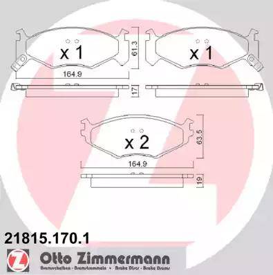 Zimmermann 21815.170.1 - Тормозные колодки, дисковые, комплект autodif.ru