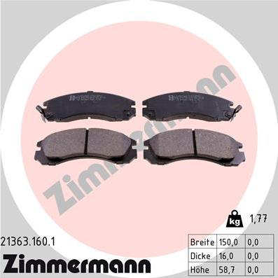 Zimmermann 21363.160.1 - Тормозные колодки, дисковые, комплект autodif.ru