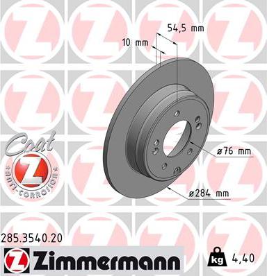 Zimmermann 285.3540.20 - Тормозной диск autodif.ru