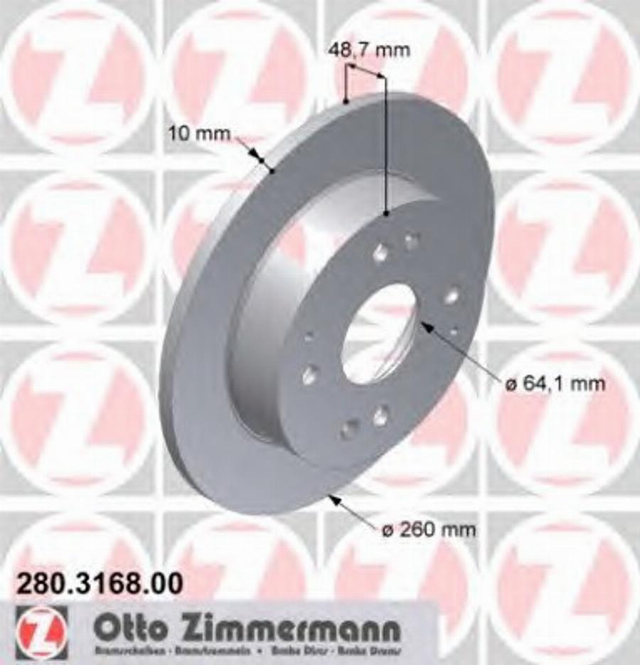 Zimmermann 280.3168.00 - Тормозной диск autodif.ru