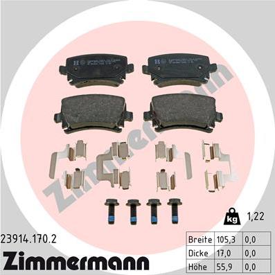 Zimmermann 23914.170.2 - Тормозные колодки, дисковые, комплект autodif.ru
