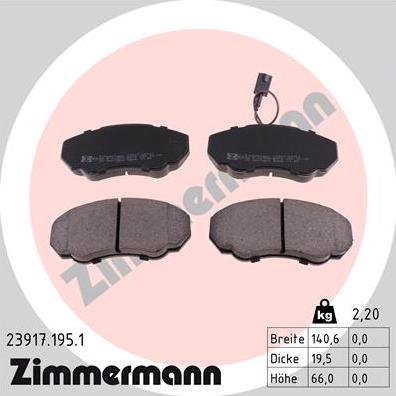 Zimmermann 23917.195.1 - Тормозные колодки, дисковые, комплект autodif.ru
