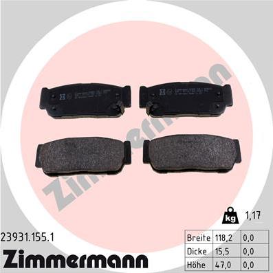Zimmermann 23931.155.1 - Тормозные колодки, дисковые, комплект autodif.ru