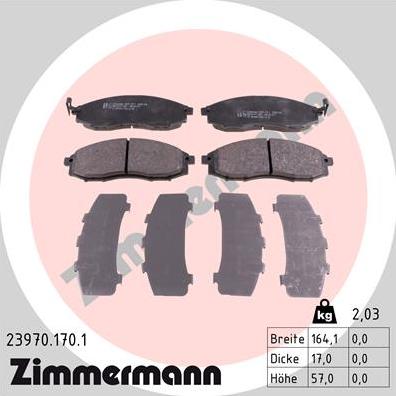 Zimmermann 23970.170.1 - Тормозные колодки, дисковые, комплект autodif.ru