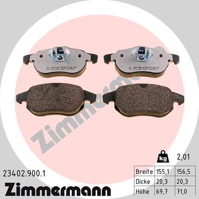 Zimmermann 23402.900.1 - Тормозные колодки, дисковые, комплект autodif.ru