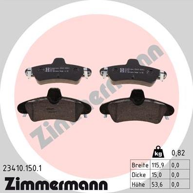 Zimmermann 23410.150.1 - Тормозные колодки, дисковые, комплект autodif.ru