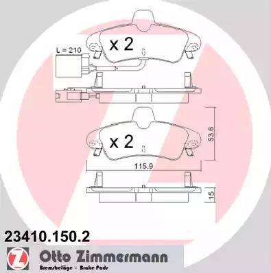 Zimmermann 23410.150.2 - Тормозные колодки, дисковые, комплект autodif.ru
