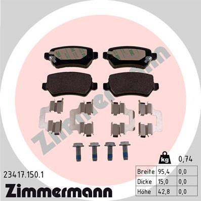 Zimmermann 23417.150.1 - Тормозные колодки, дисковые, комплект autodif.ru