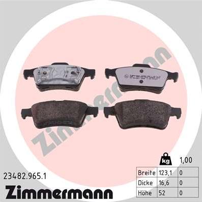 Zimmermann 23482.965.1 - Комплект тормозных колодок dust reduced autodif.ru