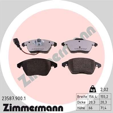 Zimmermann 23587.900.1 - Тормозные колодки, дисковые, комплект autodif.ru