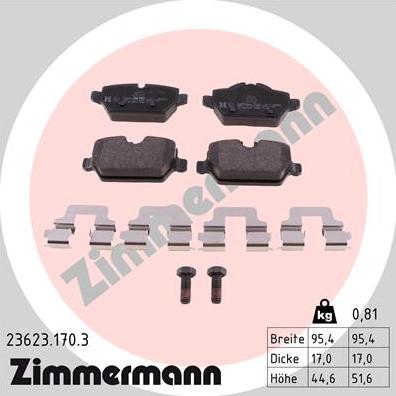 Zimmermann 23623.170.3 - Тормозные колодки, дисковые, комплект autodif.ru