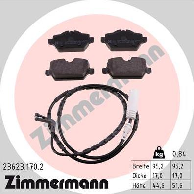 Zimmermann 23623.170.2 - Тормозные колодки, дисковые, комплект autodif.ru