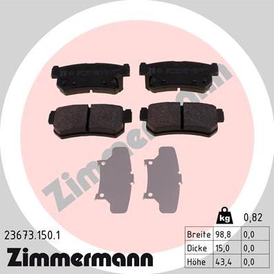 Zimmermann 23673.150.1 - Тормозные колодки, дисковые, комплект autodif.ru