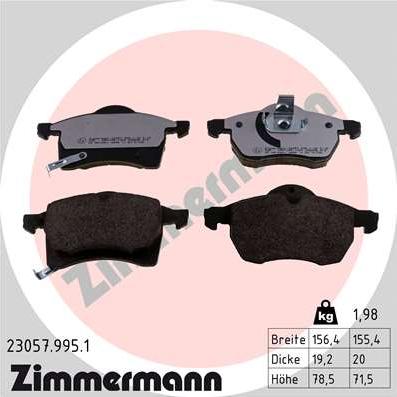 Zimmermann 23057.995.1 - Тормозные колодки, дисковые, комплект autodif.ru