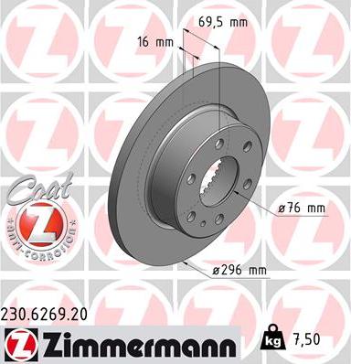 Zimmermann 230.6269.20 - Тормозной диск autodif.ru