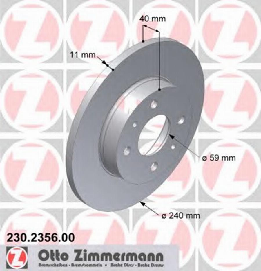 Zimmermann 230 2356 00 - Тормозной диск autodif.ru