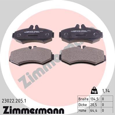 Zimmermann 23022.205.1 - Тормозные колодки, дисковые, комплект autodif.ru