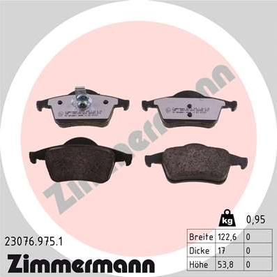 Zimmermann 23076.975.1 - Тормозные колодки, дисковые, комплект autodif.ru