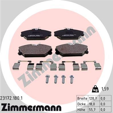 Zimmermann 23172.180.1 - Тормозные колодки, дисковые, комплект autodif.ru
