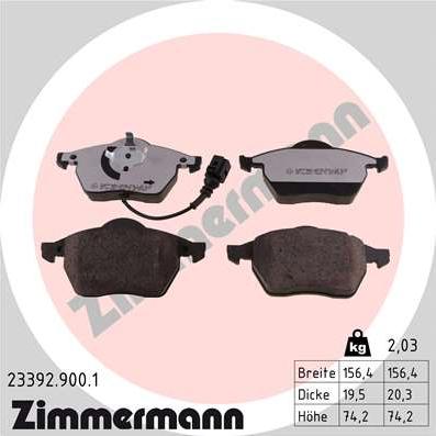 Zimmermann 23392.900.1 - Тормозные колодки, дисковые, комплект autodif.ru
