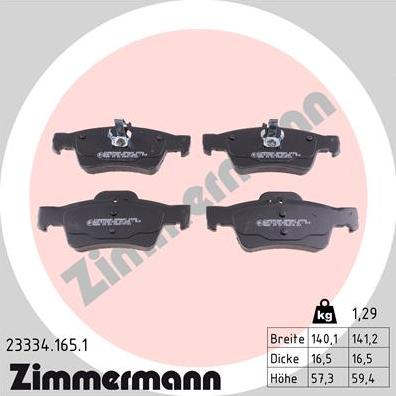 Zimmermann 23334.165.1 - Тормозные колодки, дисковые, комплект autodif.ru