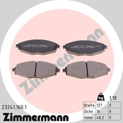 Zimmermann 23241.160.1 - 23241.160.1_колодки дисковые передние!/ Daewoo Lanos/Matiz 0.8/1.4/1.5i 98 autodif.ru
