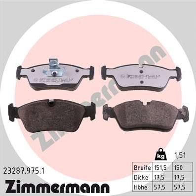 Zimmermann 23287.975.1 - Тормозные колодки, дисковые, комплект autodif.ru