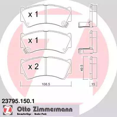 Zimmermann 23795.150.1 - Тормозные колодки, дисковые, комплект autodif.ru