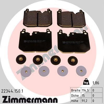 Zimmermann 22344.150.1 - Тормозные колодки, дисковые, комплект autodif.ru