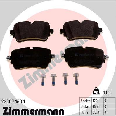 Zimmermann 22307.168.1 - Тормозные колодки, дисковые, комплект autodif.ru