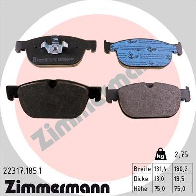 Zimmermann 22317.185.1 - Тормозные колодки, дисковые, комплект autodif.ru