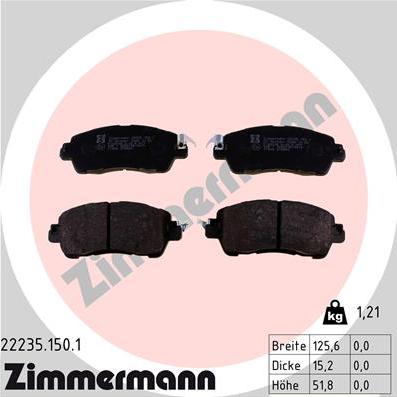 Zimmermann 22235.150.1 - Тормозные колодки, дисковые, комплект autodif.ru