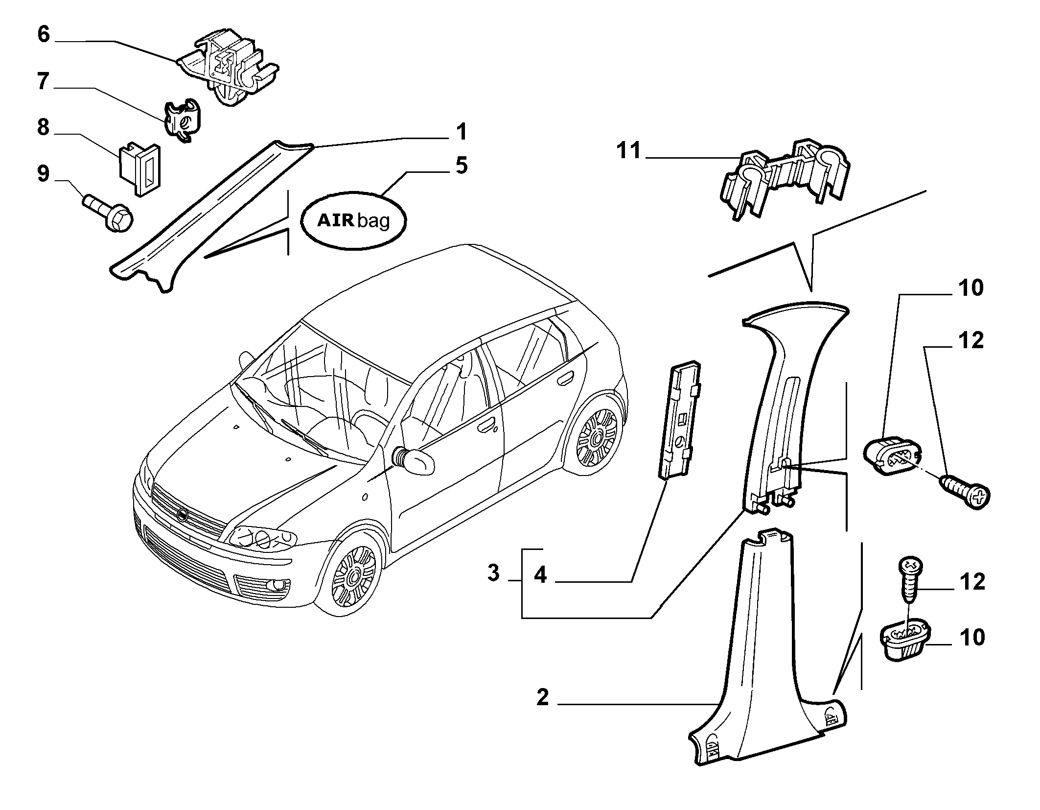 FIAT 46537264 - Крепление внутренней облицовки стойки кузова autodif.ru